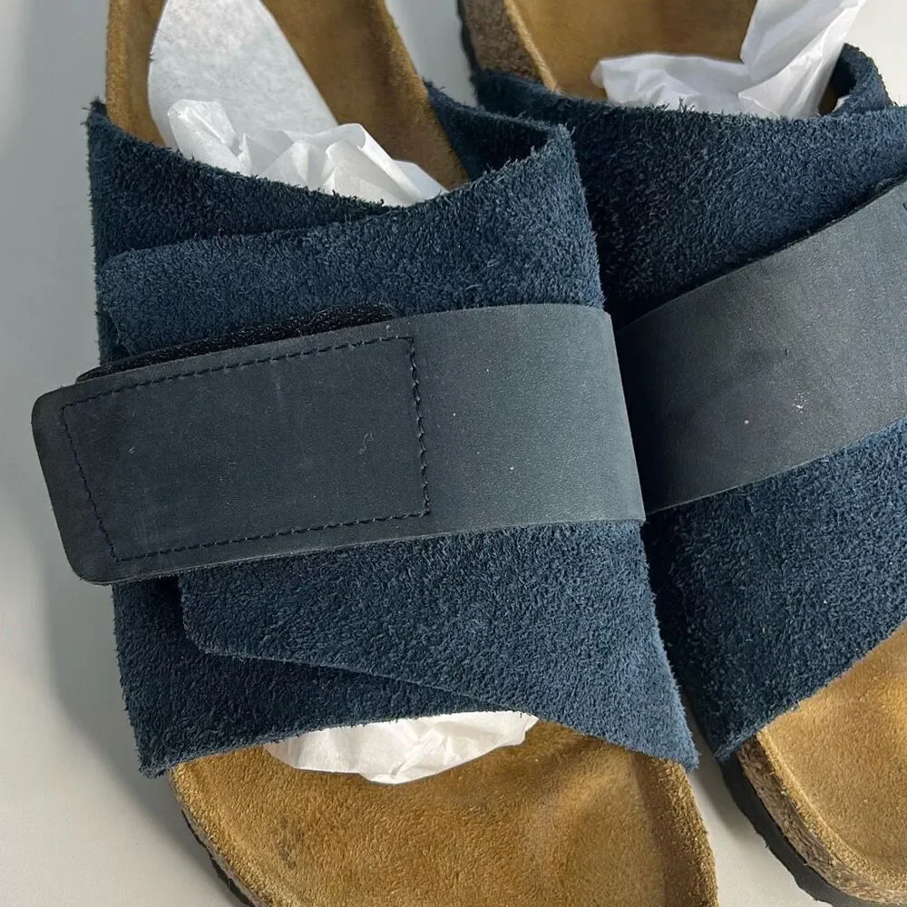 Birkenstock Kyoto Nubuck Leather Sandal Navy Sz 42 Unisex